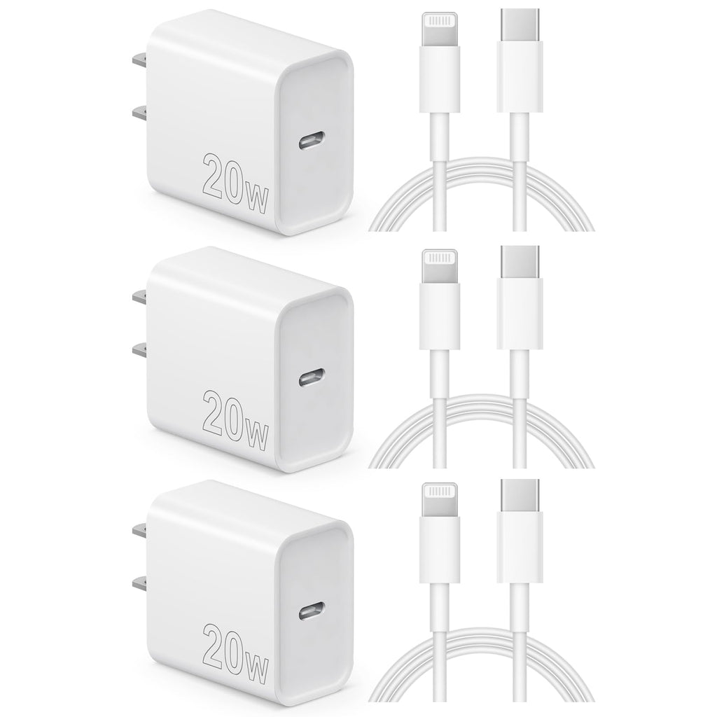 iPhone Charger Fast Charging USB C Charger Block 3-Pack 20W Fast Charger 6FT USB C Cable iPhone Charger Cord with iPhone14/14 Pro Max/13/13Pro/12/12 Pro/11,iPad