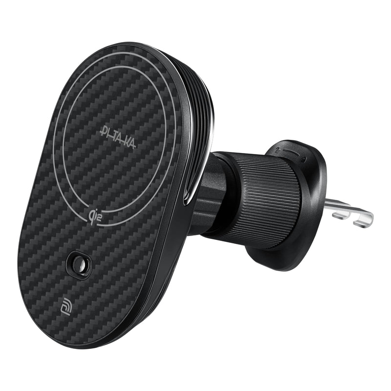 pitaka for Qi2 MagSafe Car Mount Charger with NFC Feature, 360° Rotation | 15W Magnetic Car Phone Holder, Compaitble with MagSafe and iPhone 17/16/15/14/13 Series, Air Vent Black - With NFC Feature