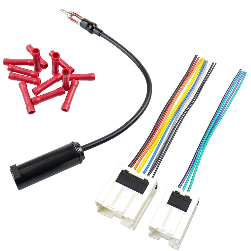 Radio Wiring Harness Kit for Nissan Altima Sentra Frontier Xterra Murano Quest Titan Pathfinder, Car Stereo Wire Harness Antenna Adapter Compatible with Infiniti Q45 G20 I30 QX4 10+6P Harness+Antenna for Nissan/Infiniti