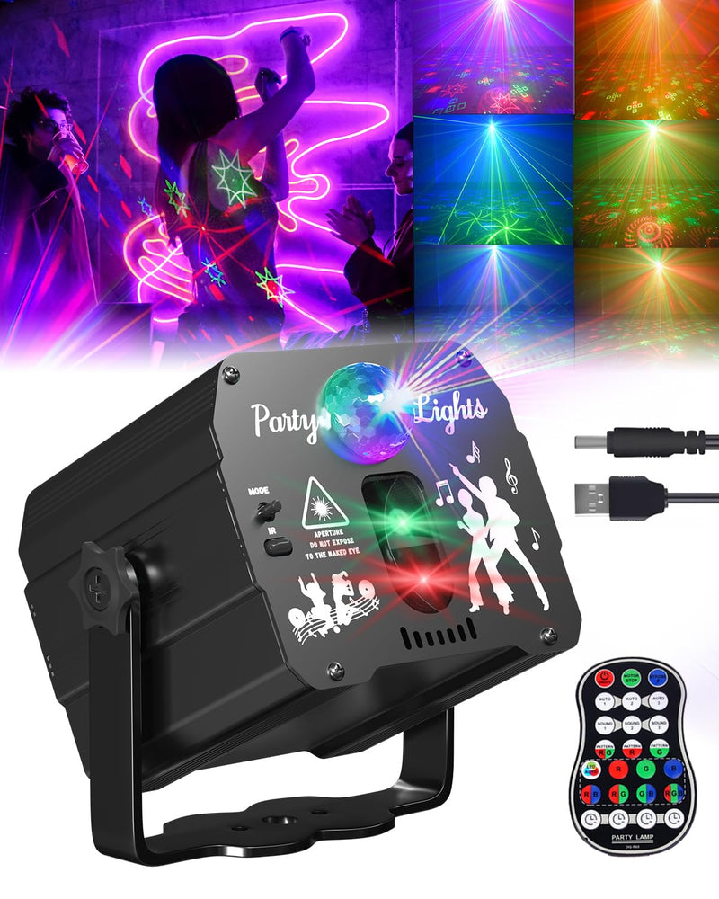 90 Patterns DJ Disco Stage Strobe Light for Party,Sound Activated RGB Strobe DJ Projector,Outdoor Party Lights with Remote Control for Halloween Christmas Party Karaoke Pub Bar Birthday