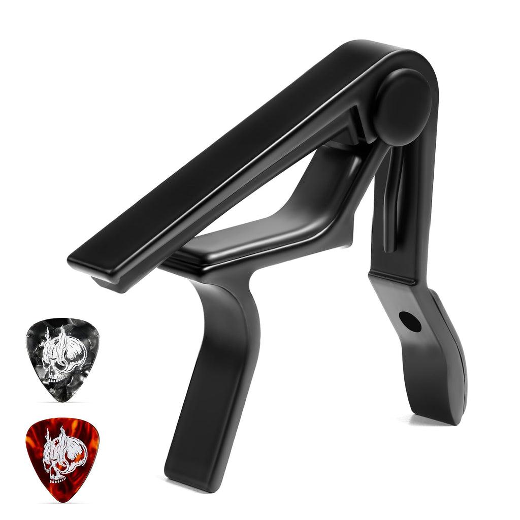 DESDEZELA Capo for Acoustic Guitar 6 String - Guitar Capo for Acoustic - Capo for Electric Guitar - (Black) whit 2 Picks