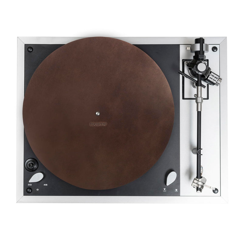Classy Circular Turntable Slipmat, Antistatic Cover, Reduces Noise & Sounds from Static and Dust, Full Grain Leather, Handmade, Bourbon Brown