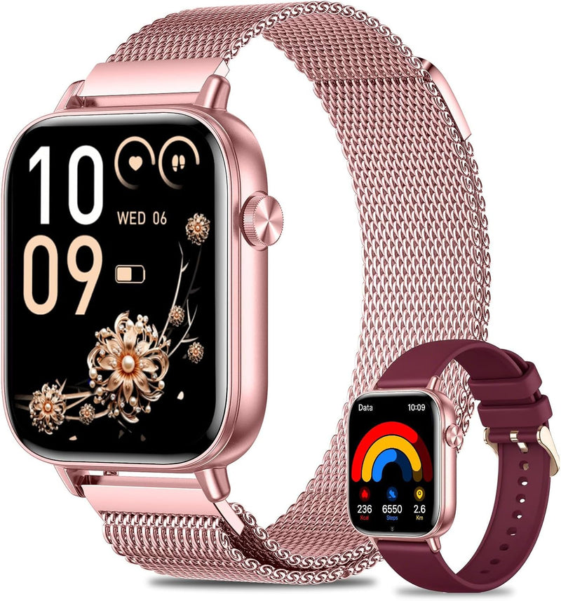 [AUSTRALIA] - Smart Watches for Women,Fitness Tracker Smartwatch for Android Phones/iPhone Compatible,1.85" Womens Watch with Blood Pressure Monitor,Calls and Messages/Heart Rate/Sleep/Female Cycle Pink 