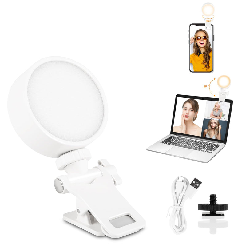 [AUSTRALIA] - Mini Ring Light for Phone, Starkik 60 LED Phone Light with Rechargeable and 3 Light Modes, Magnetic Back Selfie Light for iPhone and Laptop- Perfect for Selfie/Makeup/Video Conference/TikTok (White) 