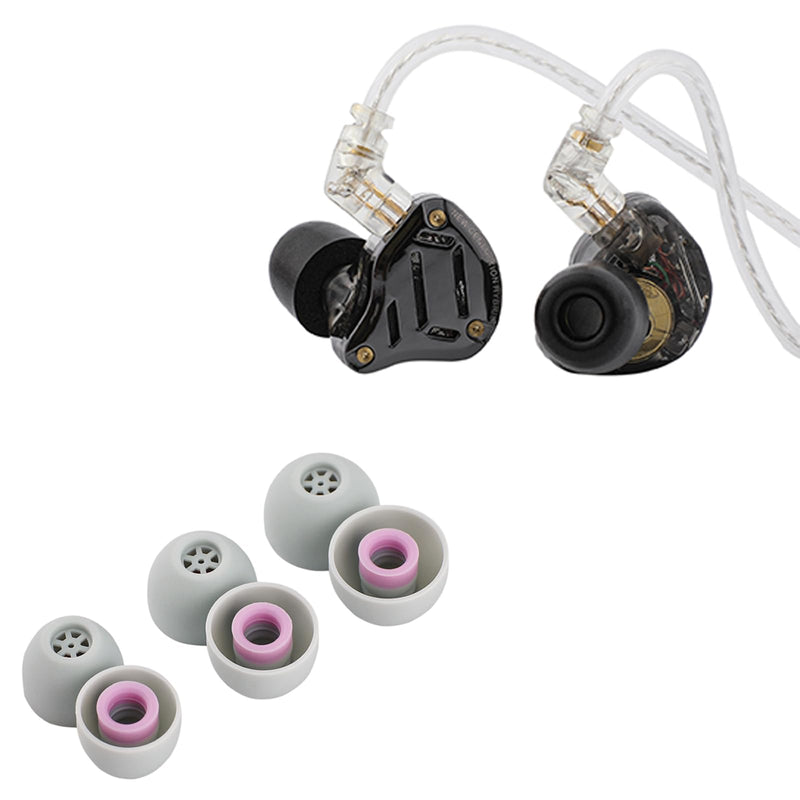 Linsoul KZ ZS10 PRO 2 1DD+4BA in Ear Monitor IEM(Black, Without Mic) + Kiwi Ears Flex Earbud Tips, 3 Pairs, S/M/L Size