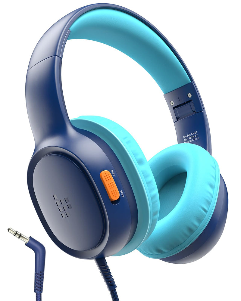 [AUSTRALIA] - Tronsmart Kids Headphones for School Travel, Foldable Safe Volume 85/93dB, HD Stereo Sound Over-Ear Boys Girls Headphones for Kid, 3.5mm kids headphones with cord for iPad, Kindle, Tablets,KH01(Blue) Blue 