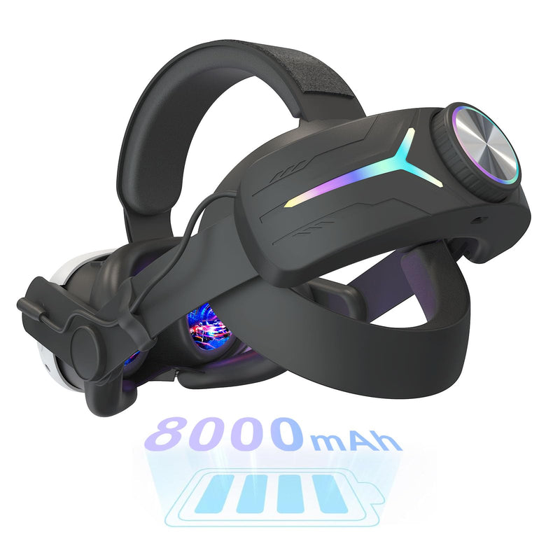 RGB Light Head Strap with Battery for Meta Quest 3, MLemonVR Battery Pack Head Strap Accessories for Oculus Quest 3, PD Fast Charging Enhance Gaming Time, (for quest 3, Black)