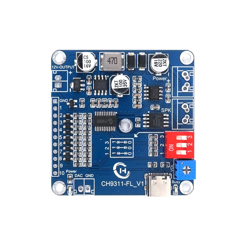 [AUSTRALIA] - 20W Sound Playback Board, 8MB Voice Module USB Downloadable MP3 Music Player DAC 12V Output Support Programmable Combination/Background I/O Trigger 10-Way Amplifier Chip for Industry Broadcast Device. 