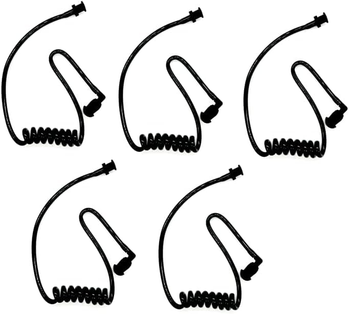 Replacement Acoustic Tube with Connector Replaceable Earpiece Coil Tubes for Two Way Radio Ear Piece Walkie Talkie Surveillance Headset FBI Covert Style Silicon Soft Material (J5, Black) J5