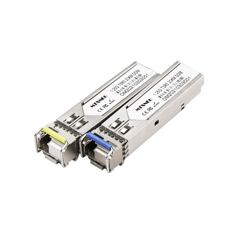 A Pair of 1.25G SFP Bidi Transceiver 1000Base-BIDI SingleMode Simplex LC Fiber Module SMF 1310nm/15500nm DDM up to 20 km for Cisco GLC-BX-D, Ubiquiti UniFi UF-SM-1G-S, Mikrotik and More (1) 1.25G BiDi LC