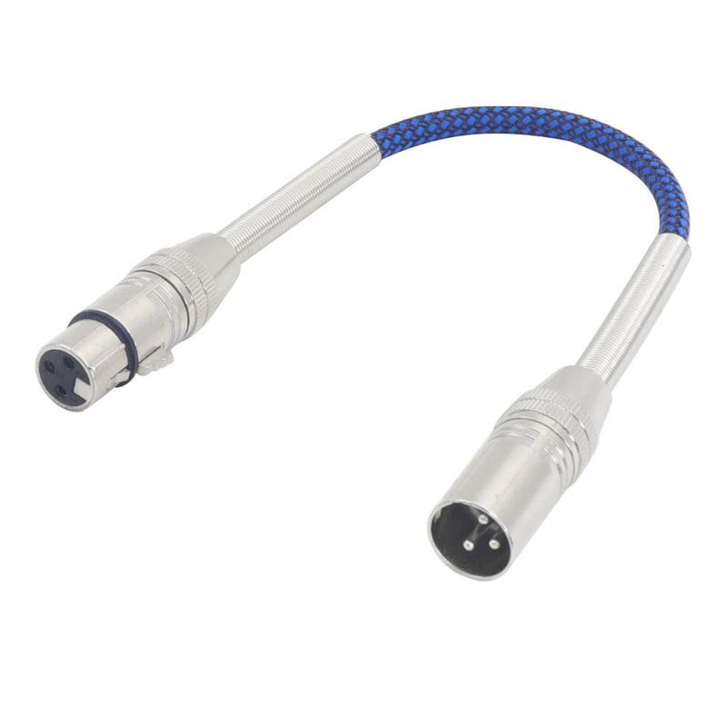 [AUSTRALIA] - LANMINGLEL Short 3 Pin Metal Spring Microphone Cable XLR Male to Female Heavy Duty Balanced Nylon Braided Cord Compatible Speakers, Microphones(0.3M) 0.3M 