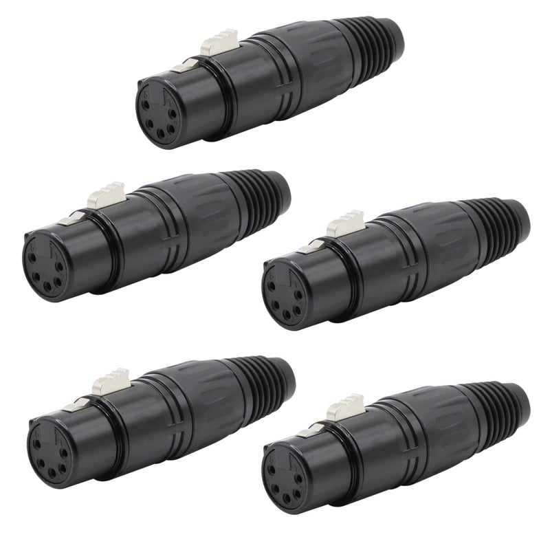 5-Pin XLR Cable Connector XLR 5 Pin Female Plug Connector Mic Cable Plug Connector Audio Adapter for Microphone, Black,5 PCS