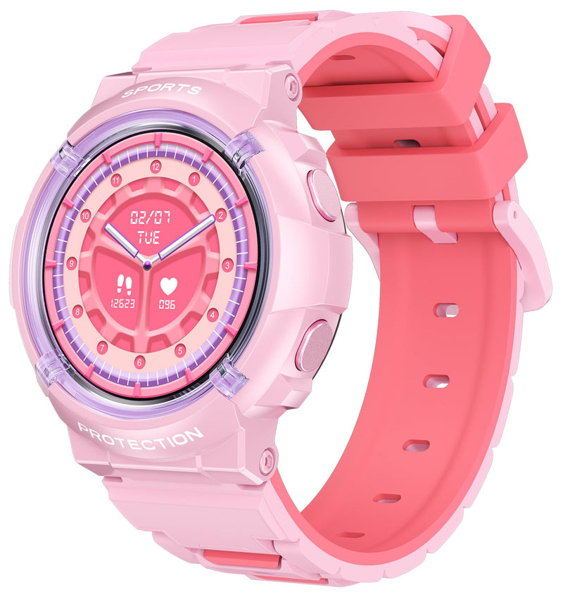 Smart Watch for Kids Smart Watches Heart Rate Monitor Sleep Monitor SNS Message Reminder Waterproof Pedometer Step Counter Calories 25+Sports Modes Alarm Remote Camera Music Control Pink