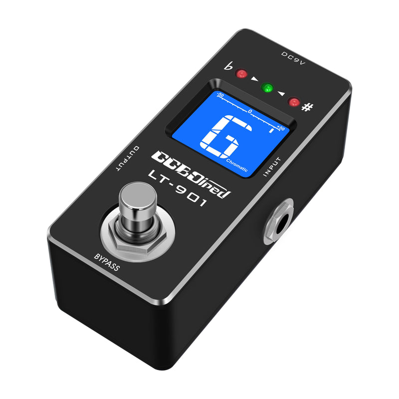 Tuner Pedal, High Precision Chromatic Guitar Tuner Pedal with LCD Indicator for Electric Guitar & Bass, Dual Independent Channel Mode, True Bypass Black Tunner Pedal