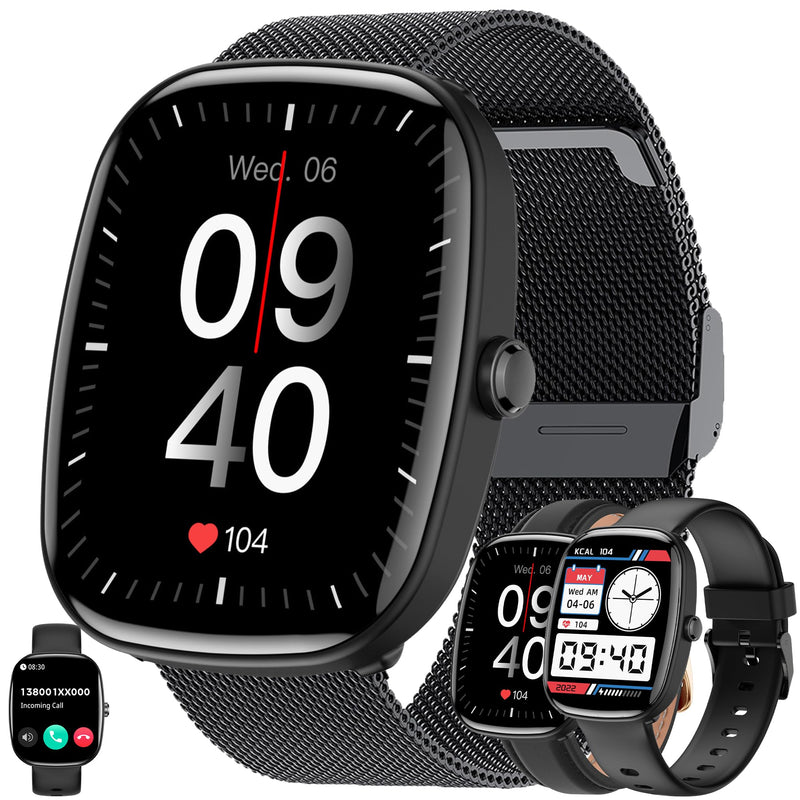 ZPIMY 1.83" Smart Watch for Women Men(Make/Answer Call), 2024 New 5ATM Waterproof Mens Smartwatches, Fitness Tracker Smartwatch for Android iPhones, Digital Watches Step Counter, 3 Straps (Black) Black