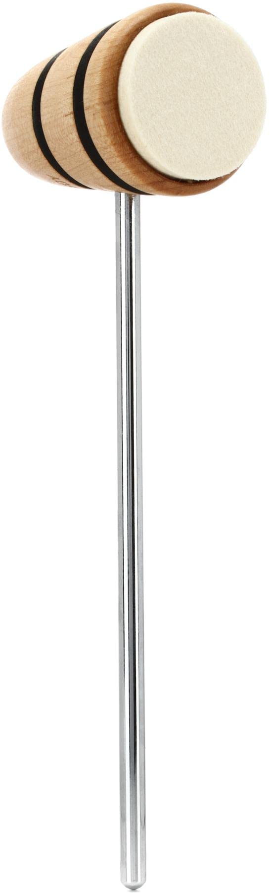 Wood/Felt Bass Drum Beater Natural with Black Stripes