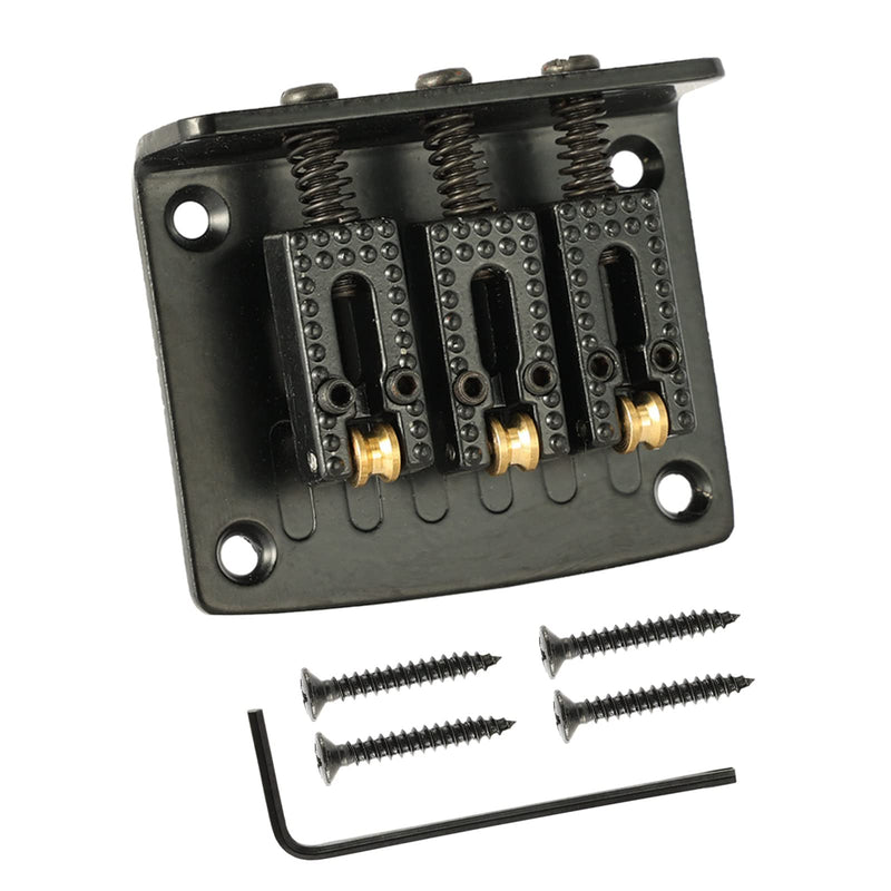 3 String Cigar Box Guitar Bridge, Electric Guitar Bridge Tailpiece Top Load Fixed Hardtail Saddle Cigar Box Guitar Parts, Black