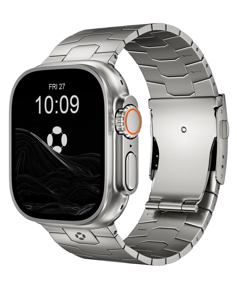 26mm Titanium Band for Apple Watch Ultra 2/Ultra 3 49mm, Rugged Metal Watch Band for Men, Robust iWatch Ultra Replacement Strap, DLC Scratch Resistant Titanium Link Bracelet, Foldover Clasp Titanium