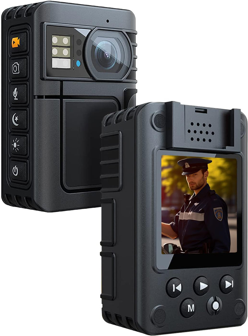 1080P Body Camera, 64GB Patrol Police Body Worn Camera with Night Vision, Waterproof Wearable Personal Body cam with Shoulder and Waist Clips, 10h record for Law Enforcement/Sporting Trip