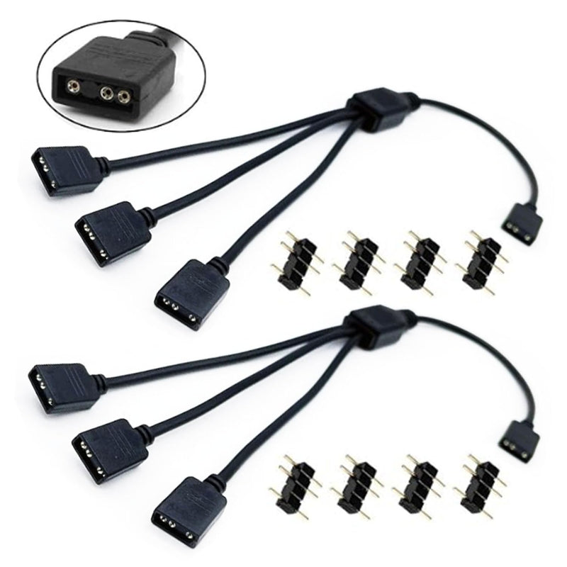 ARGB Splitter Cable?1 to 3, 3-Pin Extension Cable, Allowing F The Connection of Its Addressable ARGB LED Or ARGB Fan Through A Single Motherboard+5V 3-Pin ARGB Connector, 30CM/11.8IN 2Pcs 3 Pin ARGB Cable 1 to3