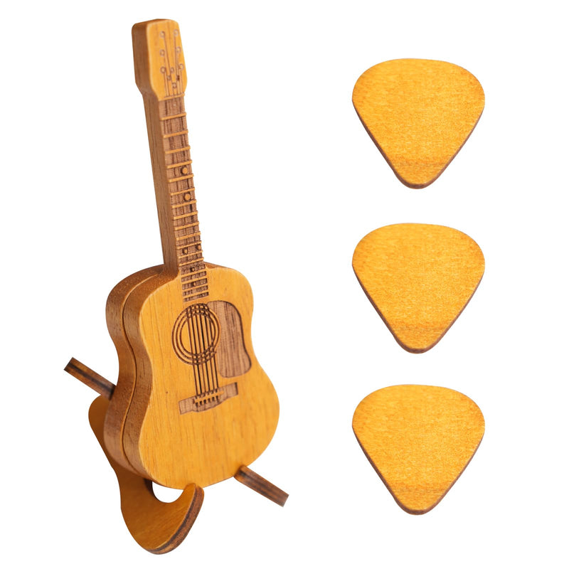 Wooden Guitar Pick Box Unique Guitar Picks Guitar Pick Holder Box Musician Engraved Wooden Plectrum Case
