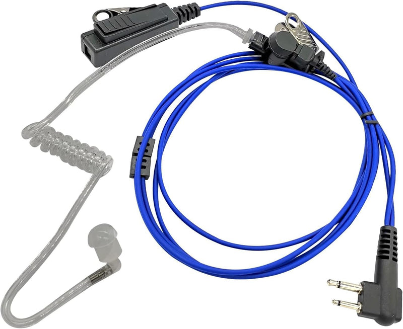 Walkie Talkie Earpiece Acoustic Tube Ear piece Headset with Mic for CP100 CP185 CP200d CLS1110 CLS1410 RDM2070d RDV5100 RDU4100 RDU4160d BPR40 VL50 Radios (Blue) Blue