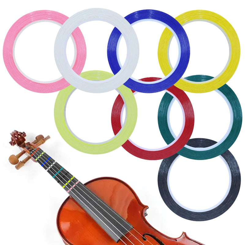 8 Rolls Violin Tape Fingerboard, 216 FT Violin Finger Guide Stickers, Cello Fingering Tape for for Fretboard Violins and Other Orchestral Instruments Violin Finger Guide (8 Colors)