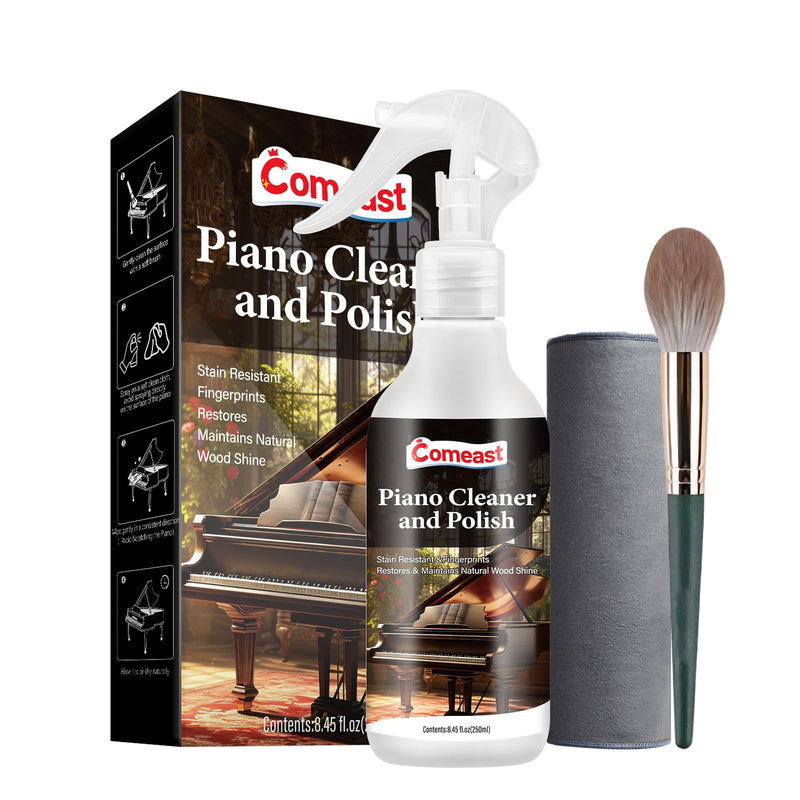 [AUSTRALIA] - Piano Cleaner and Polish, Clean, Wax and Protect Glossy All in One Bottle Restore the Shine, Remove Fingerprints and Stains, and Enhance the Brightness of the Wood or Lacquer Finish, 8.45 Fl Oz 
