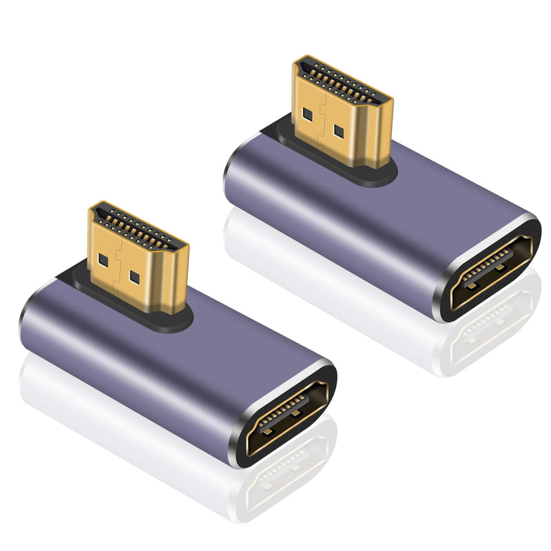 Poyiccot 8K HDMI 90 Degree Adapter, Left Angle HDMI Adapter, 48Gbps HDMI Male to Female Adapter, HDMI 2.1 Extender with LED Light for Laptop,DVD,TV, Monitors,PS5 (2Pack) HDMI Left Angle