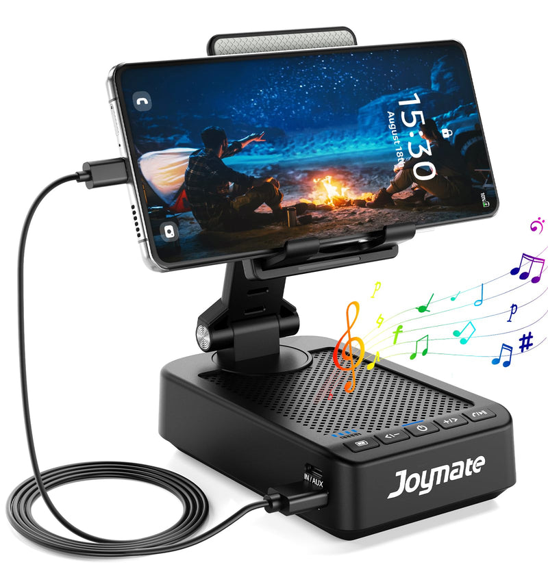 Gifts for Men Women, Bluetooth Speaker Phone Stand with Charging Function 360° Rotable Adjustable Cell Phone Holder HD Surround Sound for Desk Fits All Phones,Tablet (Black) Black