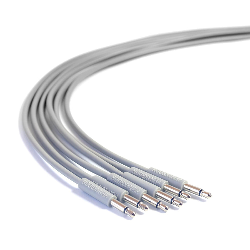 Heinakroon Slimline Gray CV Patch Cables 1/8", (NOT for Guitar) Eurorack Modular Patch Leads, 6-Pack (11.8") 11.8"