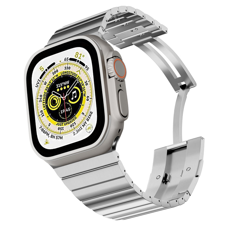 LDFAS 26mm Wide Band Compatible for Apple Watch Ultra 3/2 Band 49mm,Titanium Metal Strap for iWatch Band Hidden Buckle Compatible for Apple Watch Series 10/9/8 46/45/44mm Band, Silver