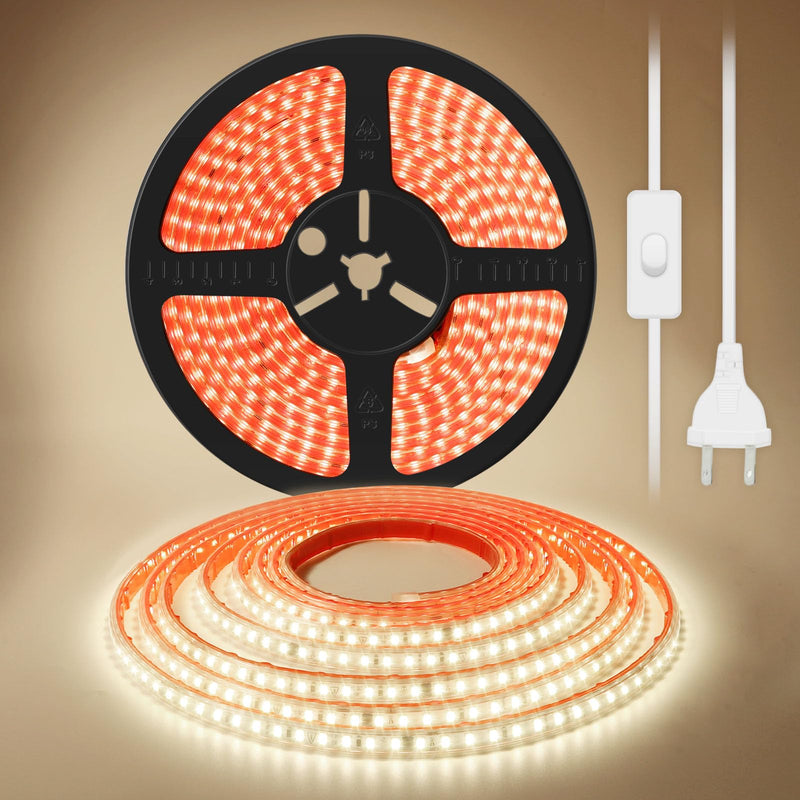 [AUSTRALIA] - LED Lights 6.56 ft AC 120V Hardwired LED Strip Lights 2M SMD 2835 LED Tape Light Flexible White LED Strips 4000K 110 Volt with ON/Off Switch (White, 6.56ft) White 4000K 