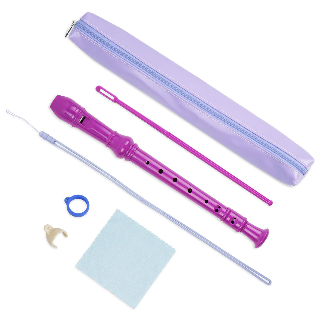 QIELIZI Recorder Instrument for Beginner Kids Adults,8-Hole Soprano Descant Recorder Music Flute with Cleaning Rod & Case Bag For School Student Home Entertainment(2-Purple) German Fingering 8 Hole Flute 6-Purple