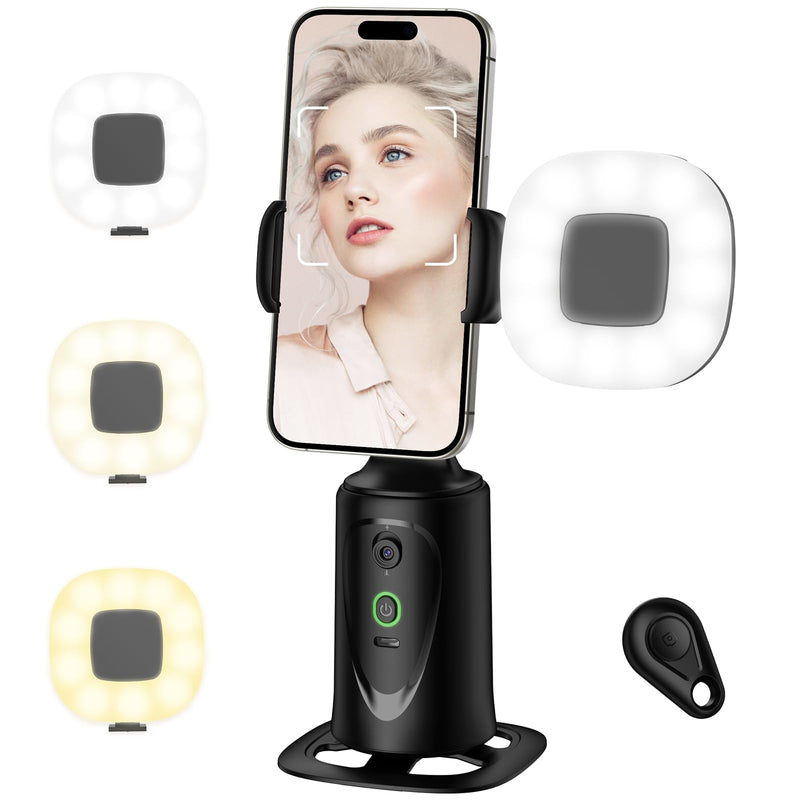 [AUSTRALIA] - Auto Face Tracking Tripod 360° Rotation Phone Stand, No App, Face Body Phone Camera Stand with Remote and Gesture Control, Rechargeable Smart Shooting Stand with Light (Upgrade Edition) 