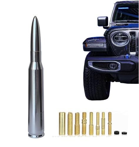 Car Truck Bullet Antenna Decoration Accessories Universal Replacement for GMC Sierra Chevy Silverado Dodge Ram 1500 2500 3500 Ford F150 F250 F350 Radio Accessories (Silver Without American Flag) Silver without American Flag