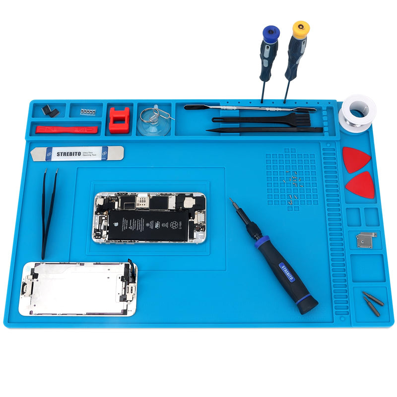STREBITO Silicone Soldering Mat Electronics Mat, Solder Pad Heat Resistant 932°F, Magnetic Work Mat Silicone Repair Mat for Soldering, Computer, Laptop, Cell Phone, RC, Watch, Gun, Size 17.7" x 11.8" S-450