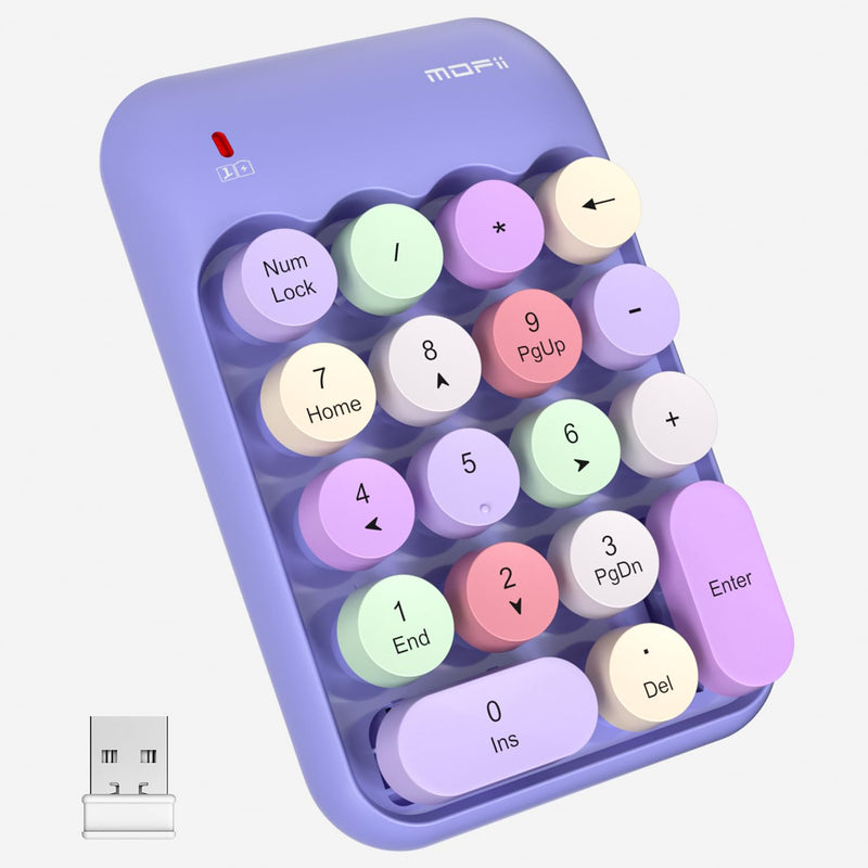 [AUSTRALIA] - MOFII Wireless Number Pads - Purple Numeric Keypad 18 Keys USB 2.4G Round Keycap Colorful Extensions Keypads, Financial Accounting Portable Numpad 10 Key for Laptop/PC/Notebook/Surface Pro 