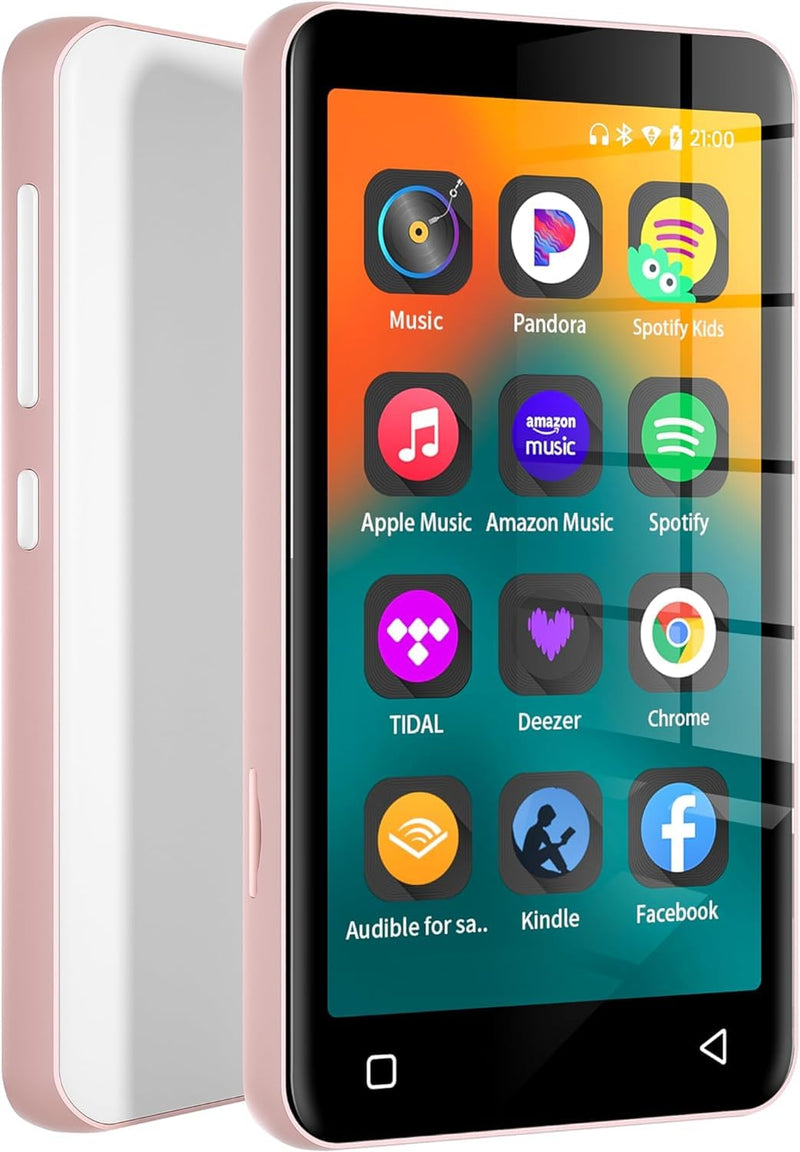 [AUSTRALIA] - 80GB MP3 Player with Bluetooth and WiFi, MP4 MP3 Player with Spotify,Spotify Kids,4" Music Player with Pandora, Audible, MP3 Player with Speaker (Pink_White) Pink 