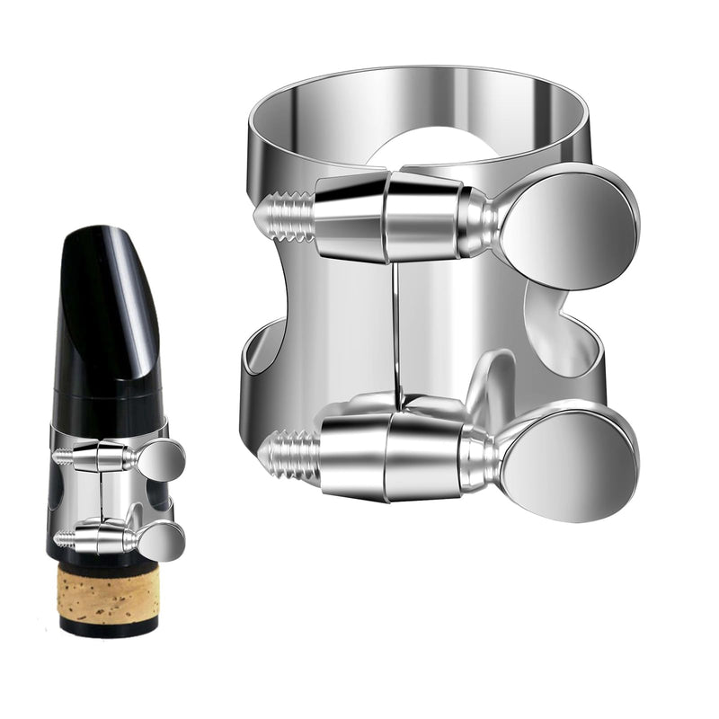 Clarinet Ligature, Bb Clarinet Mouthpiece Ligature Silver Clarinet Ligature B Flat with Adjustable Screws for Clarinet Mouthpiece Woodwinds Instrument