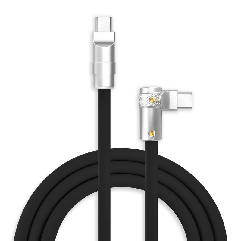 chubbycable 240W Charging Cable 90° USB C to C Cable, Black, 19.6FT | Right Angle USB C Cable, 45,000+ Bend Tested, 480Mbps Data Transfer, E-Marker Safety Chip, 6mm Extra Thick, Tangle-Free 19.6ft (6m) Type C-Type C