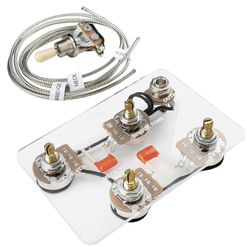 Musiclily Pro LP STD Modern 60s Pre-wired Wring Harness Kit Upgrade for Epiphone LP Style Electric Guitar, Nickel Switch Pre-wired Modern 60s