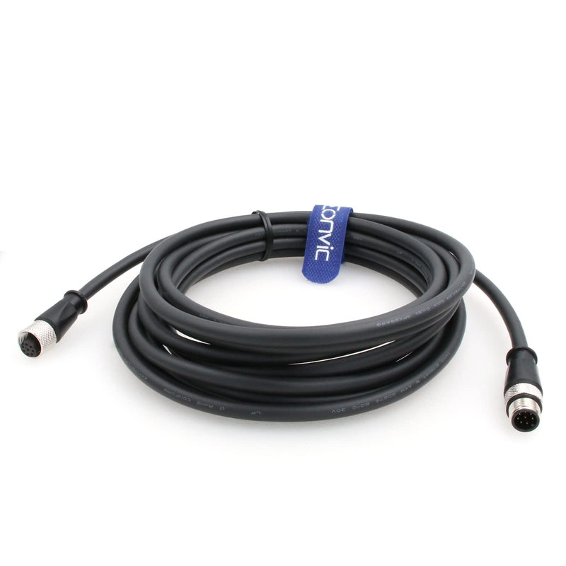 Industrial M12 8 Pin Male to Female Aviation Sensor Connector Waterproof M12 A Code Shielded Signal Cable (8M/26.2ft) 8M/26.2ft