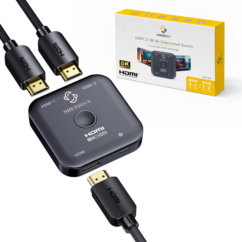 [AUSTRALIA] - 10K 8K HDMI Switch – 2 in 1 Out, Bi-Directional HDMI Splitter Switcher, 8K@60Hz, 4K@240Hz, Compatible with PS5, PS4, Xbox, Fire Stick, Apple TV, Projector 