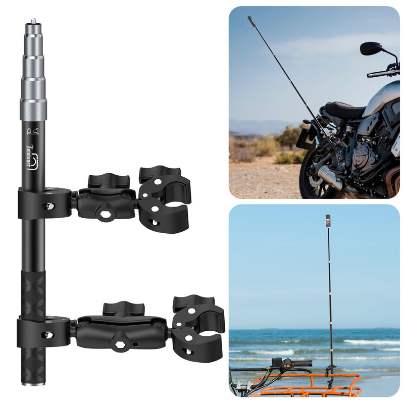 Motorcycle Bike Handlebar Double clamp Mount with 59" Invisible Selfie for insta360 X4/X3/X2/XONE/GO2/3(locking anti-fall version)