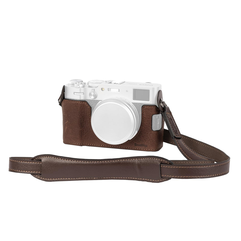 SMALLRIG X100VI Half Leather Case Kit with Shoulder Strap, Retro Style Leather Camera Half Leather Case with Aluminum Alloy Frame for FUJIFILM X100VI (Brown) - 4699 Brown