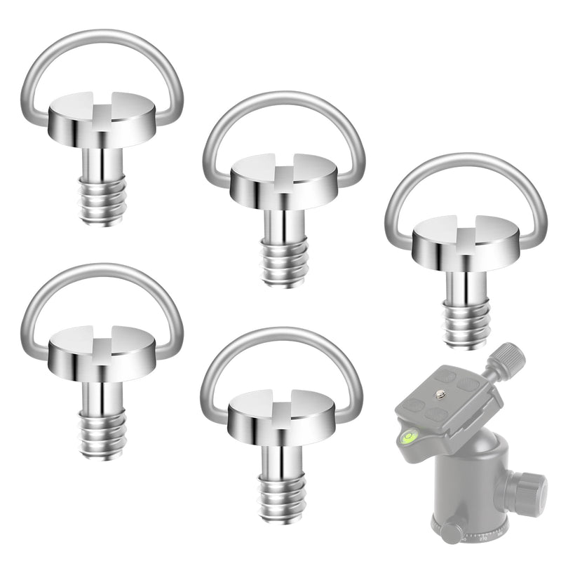 5 Pcs 1/4" Camera Tripod Screw, Stainless Steel Thread D-Ring Camera Screws, Quick Release Camera Screw for Camera Tripod Monopod QR Plate