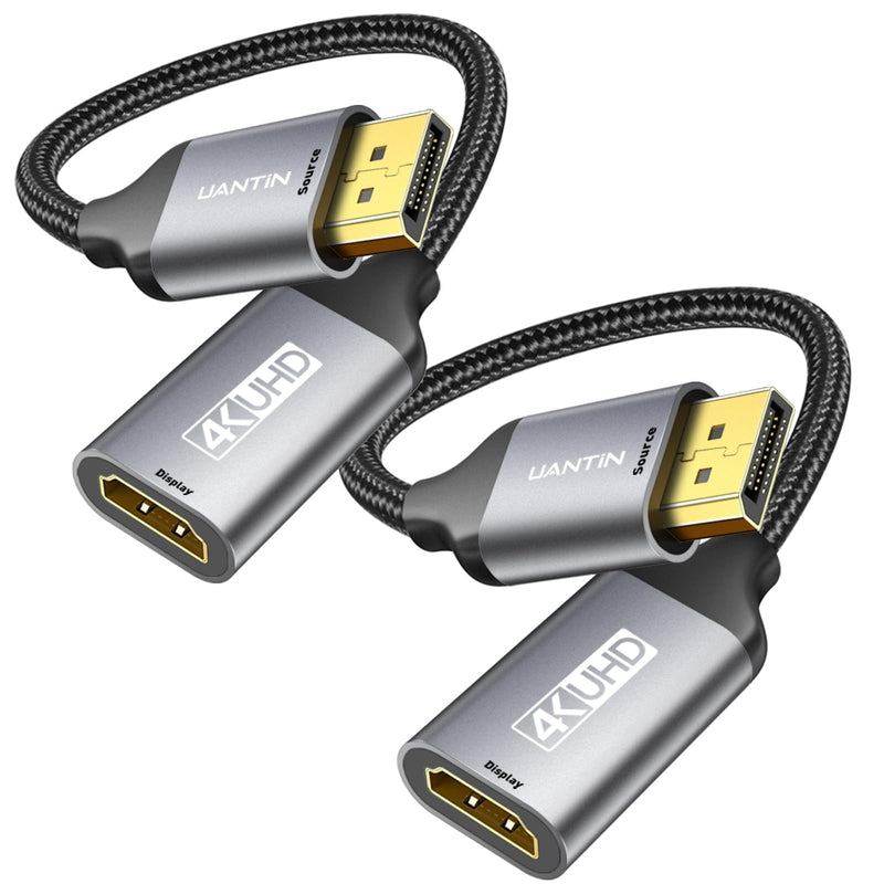 2-Pack Display Port to HDMI 4K Adapter | Braided DP DisplayPort Male to HDMI Female Uni-Directional Converter for PC Dell HP AMD NVIDIA Laptop HDTV Monitor and Other Passive 2 Pack