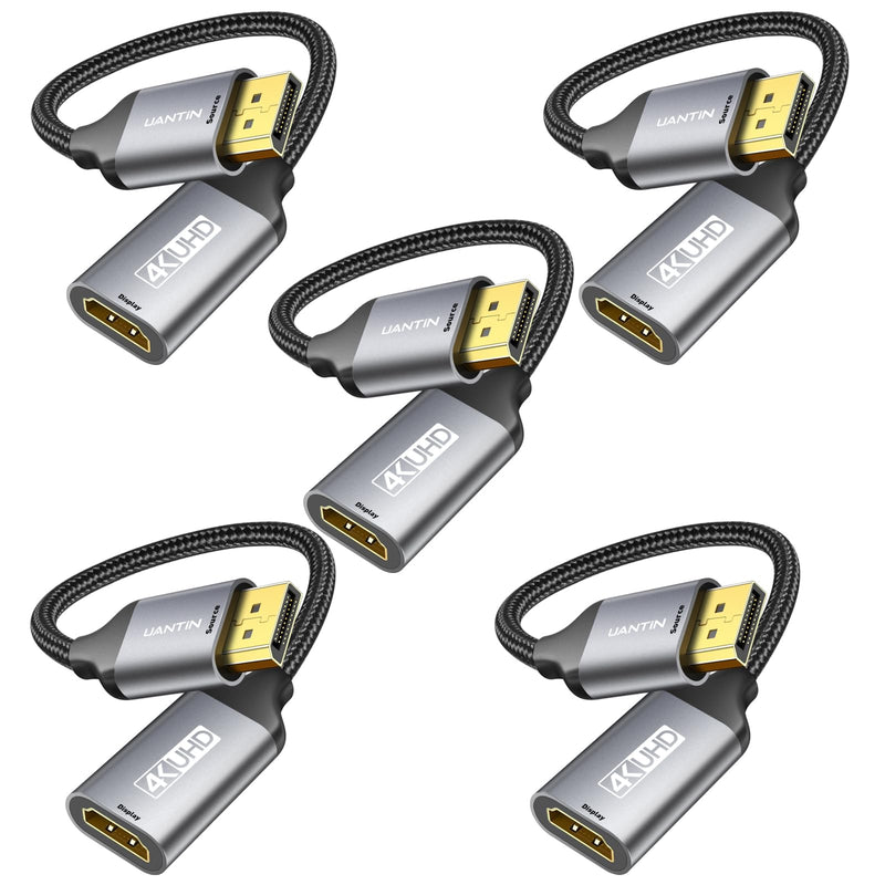 [AUSTRALIA] - UANTIN 5-Pack Display Port to HDMI 4K Adapter | Braided DP DisplayPort Male to HDMI Female Uni-Directional Converter for PC Dell HP AMD NVIDIA Laptop HDTV Monitor and Other Passive 5 Pack 
