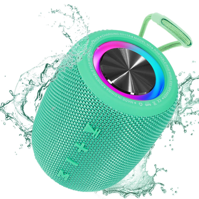 Portable Bluetooth Speaker, BT5.3 Wireless Speaker 20W Bass Diaphragms with Multi LED Light Dynamic Modes, IPX6 Waterproof 16H Playtime supports FM Mode, TF, USB for Home, Cycling, Outdoor, Beach Teal